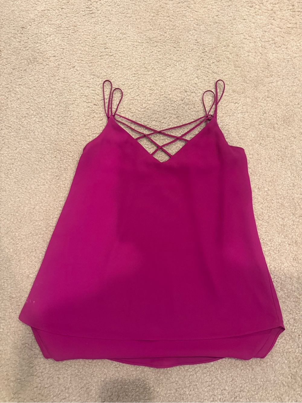 Express Women’s Double-Spaghetti Strappy V-Neck Cami - Fuchsia
